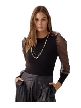 Item Ditto Black Cropped Organza Sleeve Top